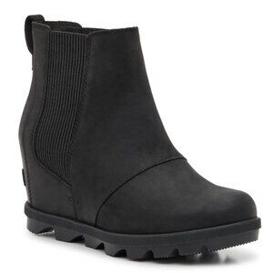 Sorel Women's Black Joan Of Arctic Wedge III Leather Ankle Bootie Size 8